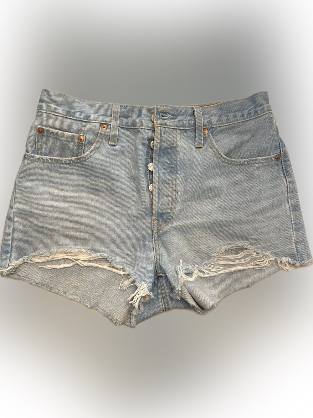 Maeve Light Blue Distressed Jean Shorts
